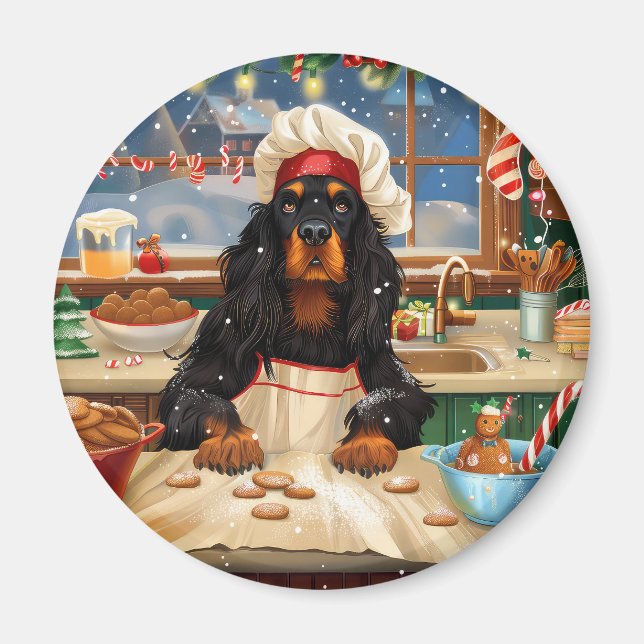 Gordon Setter Julbakning: Festiv jul Magnet (Framsidan)