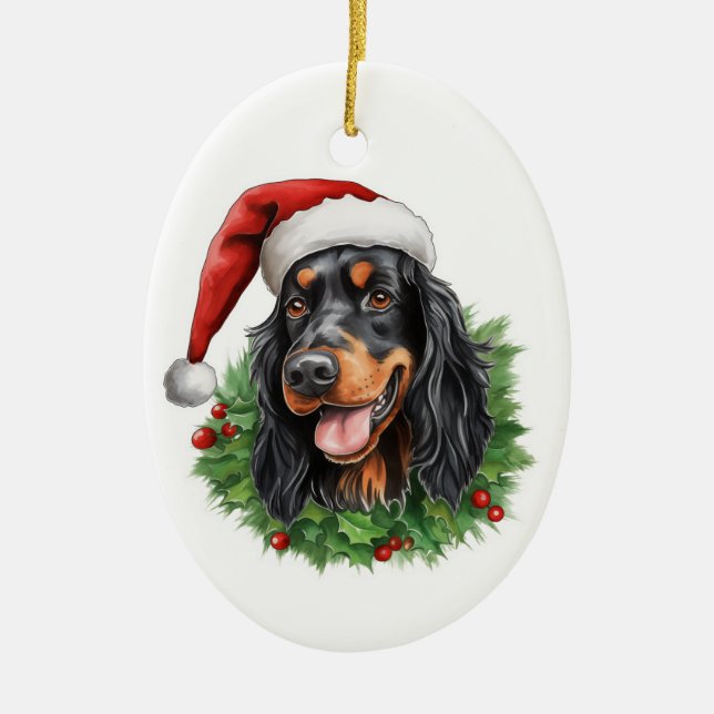 Gordon Setter-julfransen Julgransprydnad Keramik (Framsidan)
