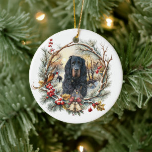 Gordon Setter Julglädje – Säsongsbetonad hundkonst Julgransprydnad Keramik