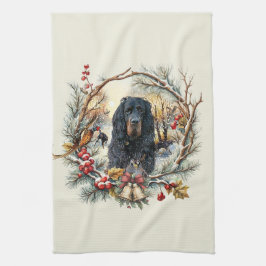 Gordon Setter Julglädje – Säsongsbetonad hundkonst Kökshandduk