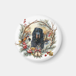 Gordon Setter Julglädje – Säsongsbetonad hundkonst Magnet