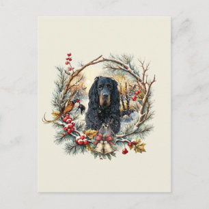 Gordon Setter Julglädje – Säsongshundkonst Vykort