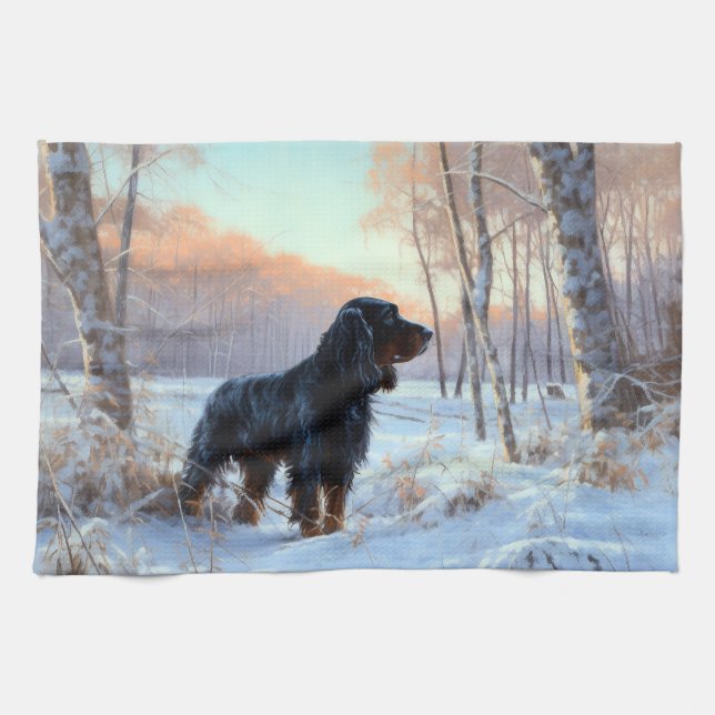 Gordon Setter Låt det snöa jul Kökshandduk (Horisontell)