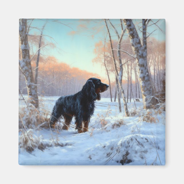 Gordon Setter Låt det snöa jul Magnet (Framsidan)
