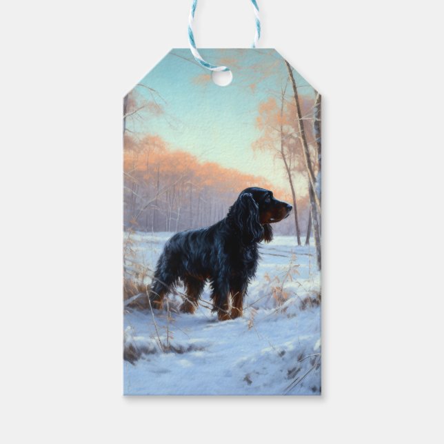 Gordon Setter Låt det snöa Jul Presentetikett (Framsidan)