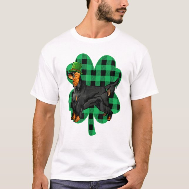 Gordon Setter Leprechaun St patricks day Lucky C T Shirt (Framsida)