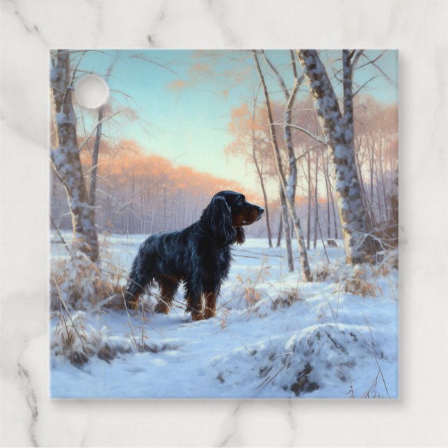Gordon Setter Let It Snow Jul Gåvor Etiketter (Framsida)