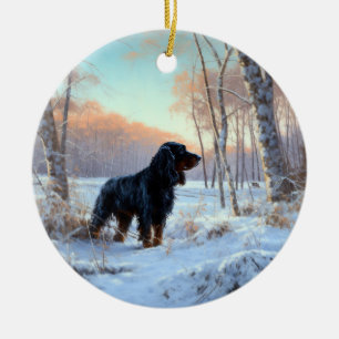 Gordon Setter Let It Snow Jul Julgransprydnad Keramik