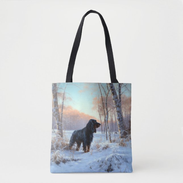 Gordon Setter Let It Snow Jul Tygkasse (Framsida)