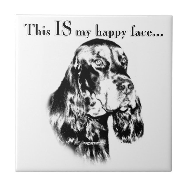 Gordon Setter Lycklig Ansikte Kakelplatta (Framsidan)