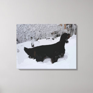 Gordon Setter målade i Snowstorm Wrapped Canvas