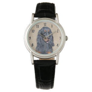 Gordon Setter-målning - Söt Original Hundkonst Armbandsur