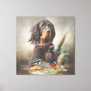 Gordon setter med fasaner, Art Canvastryck