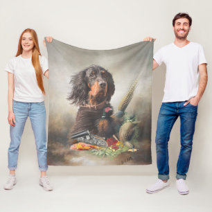 Gordon setter med fasaner, Art Fleecefilt
