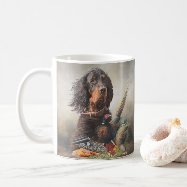Gordon setter med fasaner, Art Kaffemugg (Med munk)