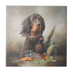 Gordon setter med fasaner, Art Kakelplatta