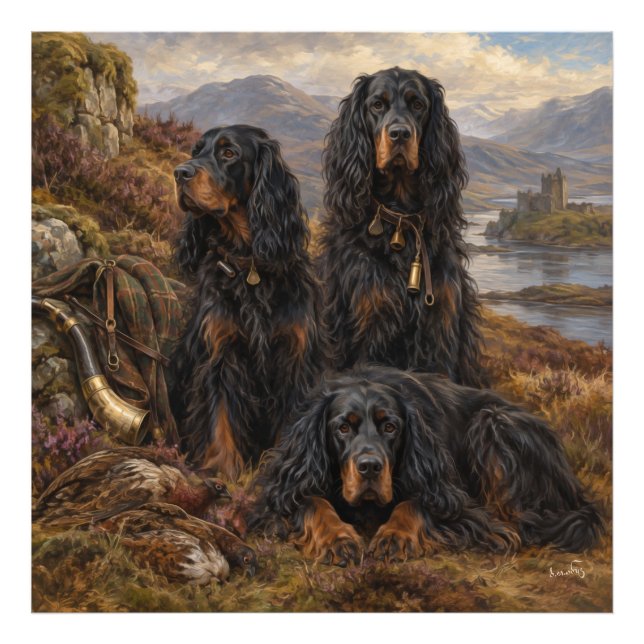 Gordon setter med fasaner, konst      fototryck (Framsidan)