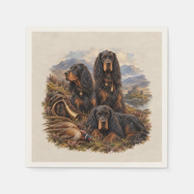 Gordon setter med fasaner, konst      pappersservett (Framsidan)