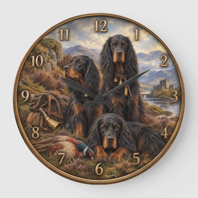 Gordon setter med fasaner, konst      stor klocka (Framsida)