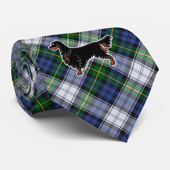 Gordon Setter över Gordon Dress Tartan halsduk Slips (Rullad)