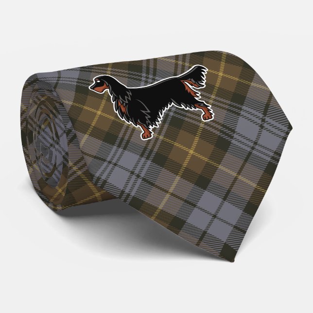 Gordon Setter över Gordon Väderbiten Tartan Slips (Rullad)
