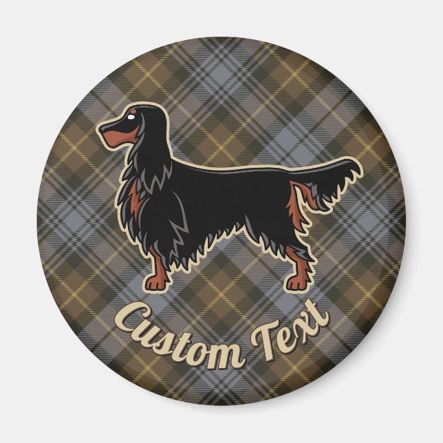 Gordon Setter över Weasted Gordon Tartan Magnet (Framsidan)