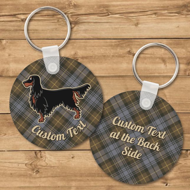 Gordon Setter över Weasted Gordon Tartan Nyckelring (Skapare uppladdad)