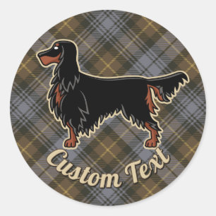 Gordon Setter över Weasted Gordon Tartan Runt Klistermärke