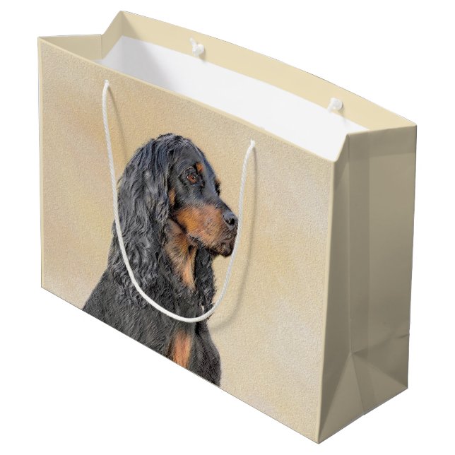 Gordon Setter Painting - Cute Original Hund Art (Baksidan Vinklad)