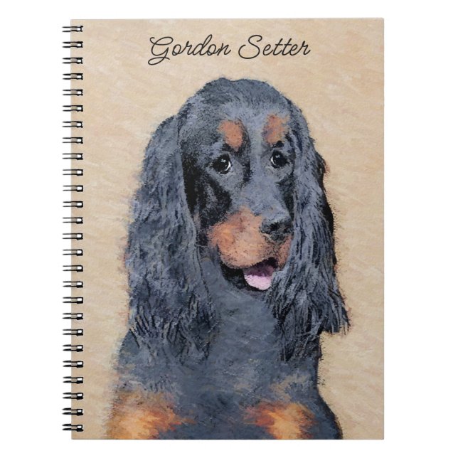 Gordon Setter Painting - Cute Original Hund Art Anteckningsbok (Framsidan)