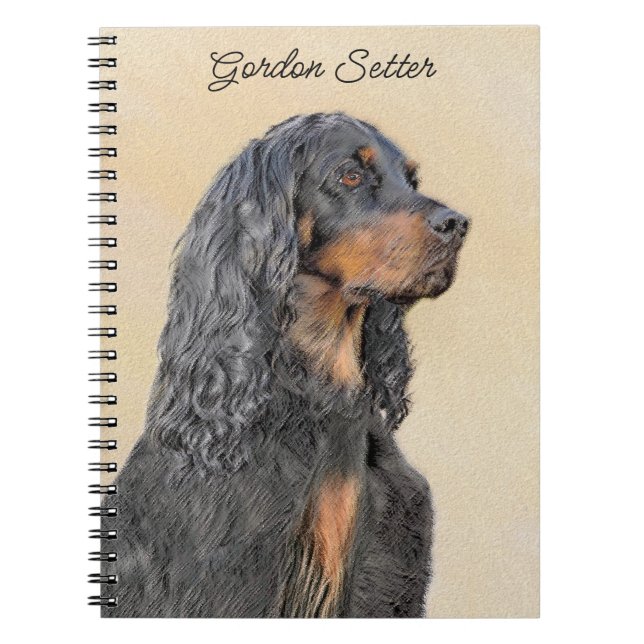 Gordon Setter Painting - Cute Original Hund Art Anteckningsbok (Framsidan)