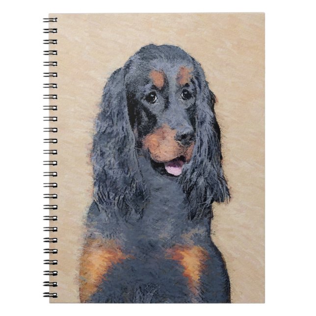 Gordon Setter Painting - Cute Original Hund Art Anteckningsbok (Framsidan)