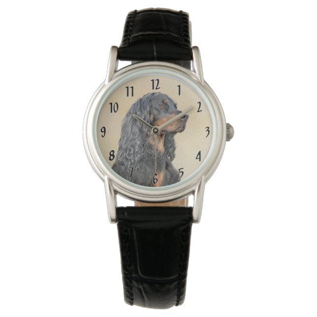 Gordon Setter Painting - Cute Original Hund Art Armbandsur (Framsida)