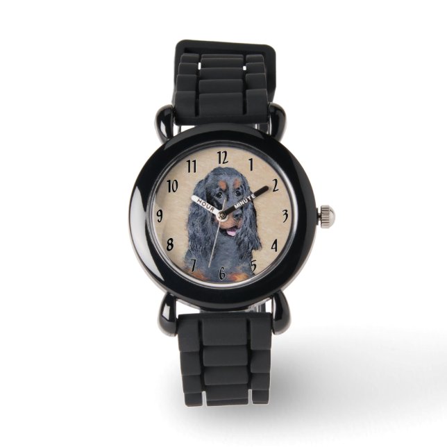 Gordon Setter Painting - Cute Original Hund Art Armbandsur (Framsida)