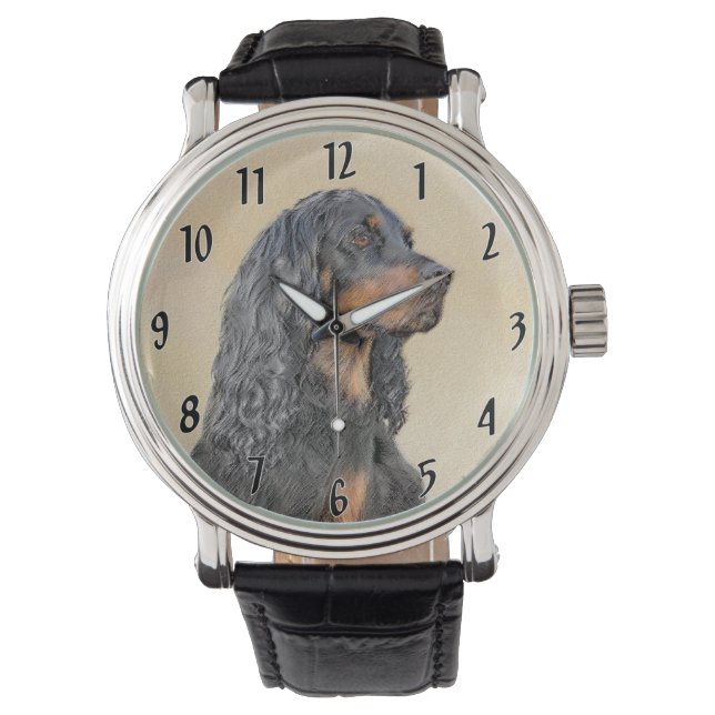Gordon Setter Painting - Cute Original Hund Art Armbandsur (Framsida)