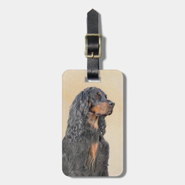 Gordon Setter Painting - Cute Original Hund Art Bagagebricka (Vertikal Framsida)