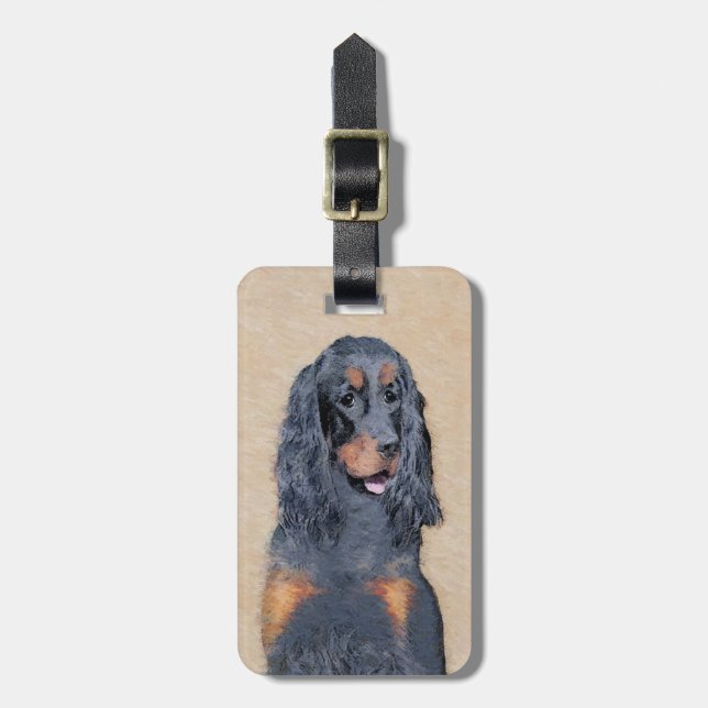 Gordon Setter Painting - Cute Original Hund Art Bagagebricka (Vertikal Framsida)