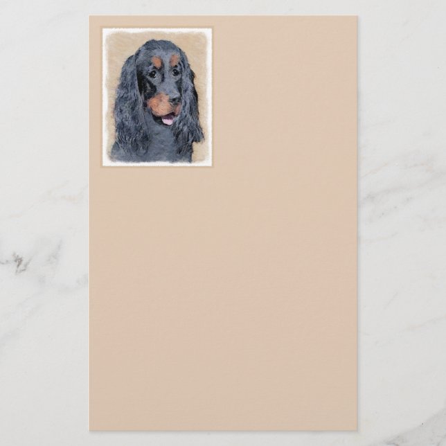 Gordon Setter Painting - Cute Original Hund Art Brevpapper (Framsida)