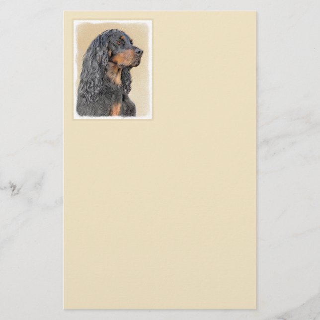 Gordon Setter Painting - Cute Original Hund Art Brevpapper (Framsida)