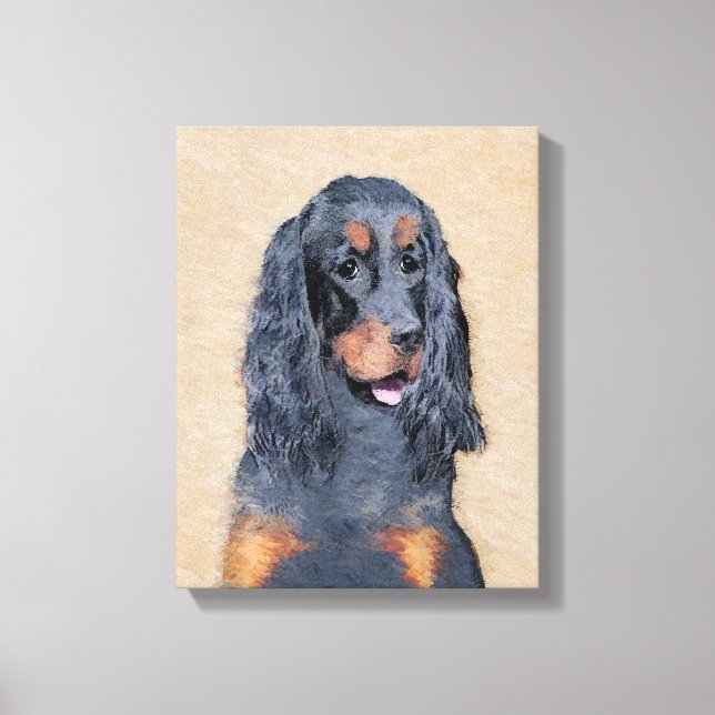 Gordon Setter Painting - Cute Original Hund Art Canvastryck (Framsida)
