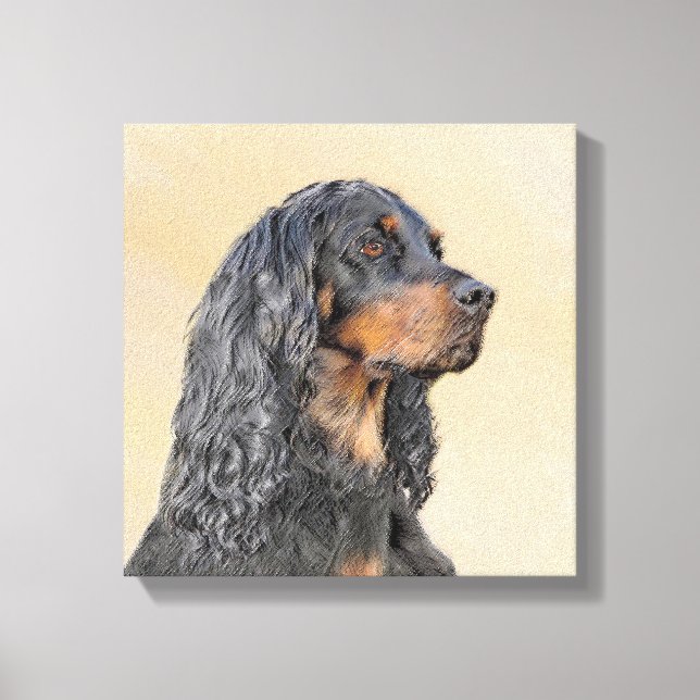 Gordon Setter Painting - Cute Original Hund Art Canvastryck (Framsida)
