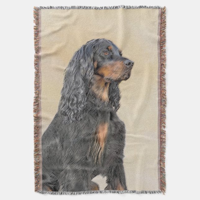 Gordon Setter Painting - Cute Original Hund Art Filt (Framsidan Vertikal)