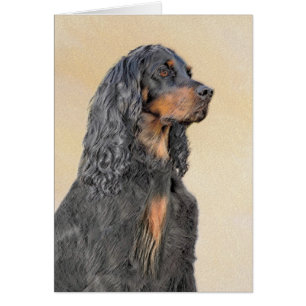 Gordon Setter Painting - Cute Original Hund Art Hälsningskort