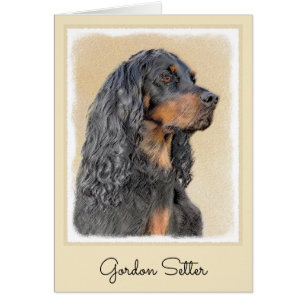 Gordon Setter Painting - Cute Original Hund Art Hälsningskort