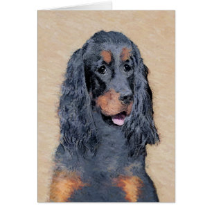 Gordon Setter Painting - Cute Original Hund Art Hälsningskort