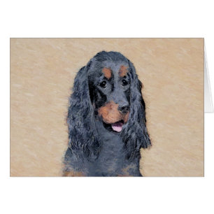 Gordon Setter Painting - Cute Original Hund Art Hälsningskort