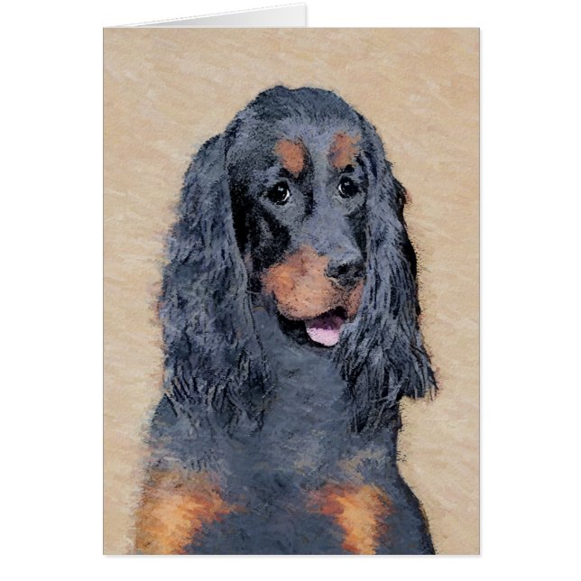 Gordon Setter Painting - Cute Original Hund Art Hälsningskort (Framsidan)
