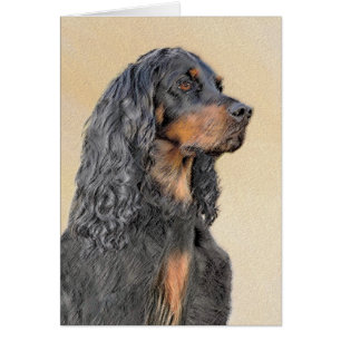 Gordon Setter Painting - Cute Original Hund Art Hälsningskort