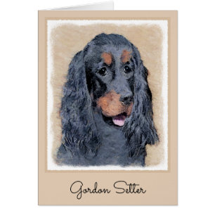 Gordon Setter Painting - Cute Original Hund Art Hälsningskort