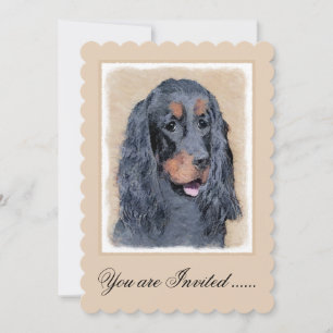 Gordon Setter Painting - Cute Original Hund Art Inbjudningar
